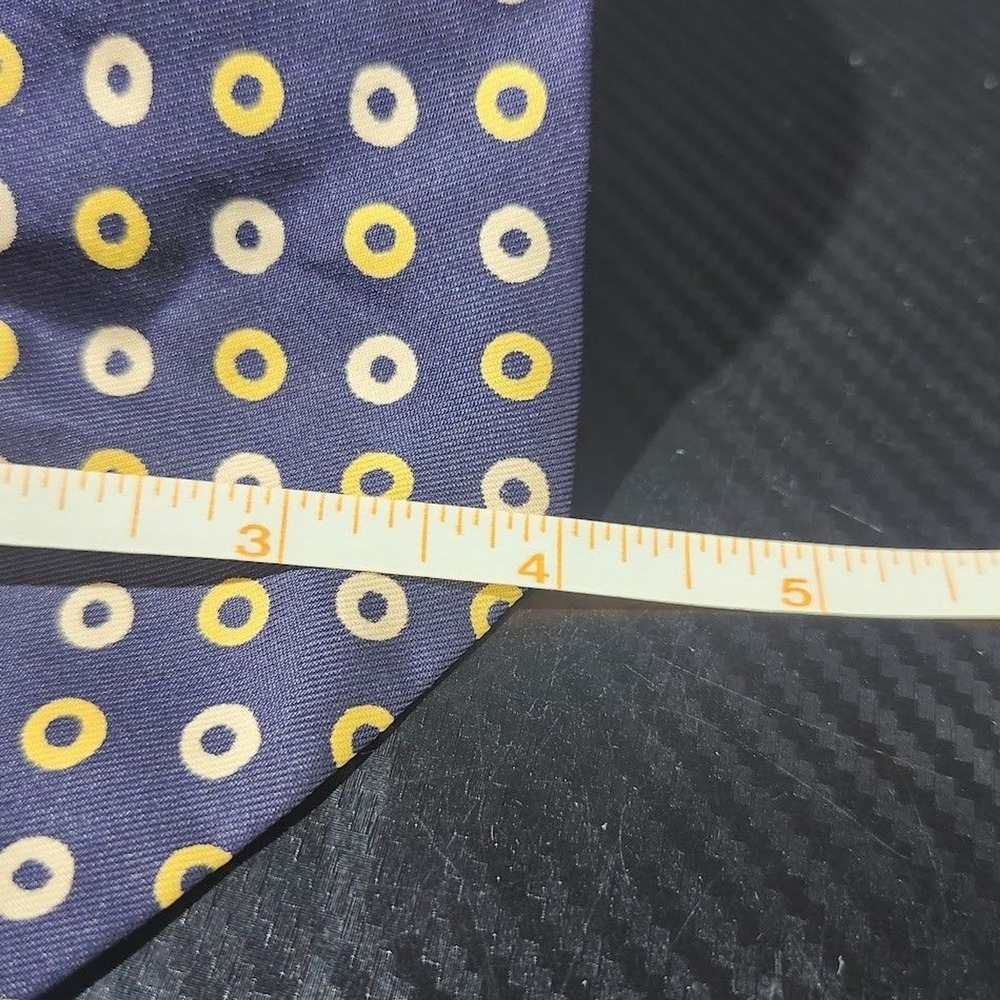 Vintage Brooks Brothers Navy Blue Geometric Dot 100% Silk Tie Printed in England - Picture 3 of 5